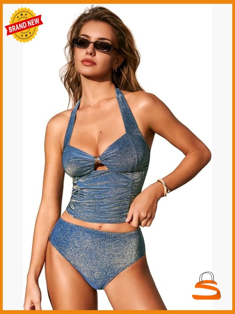 Tankini Set Two Piece Swimwear Halter Tie Sweetheart Neck Ruching Tummy Control - Picture 1 of 6